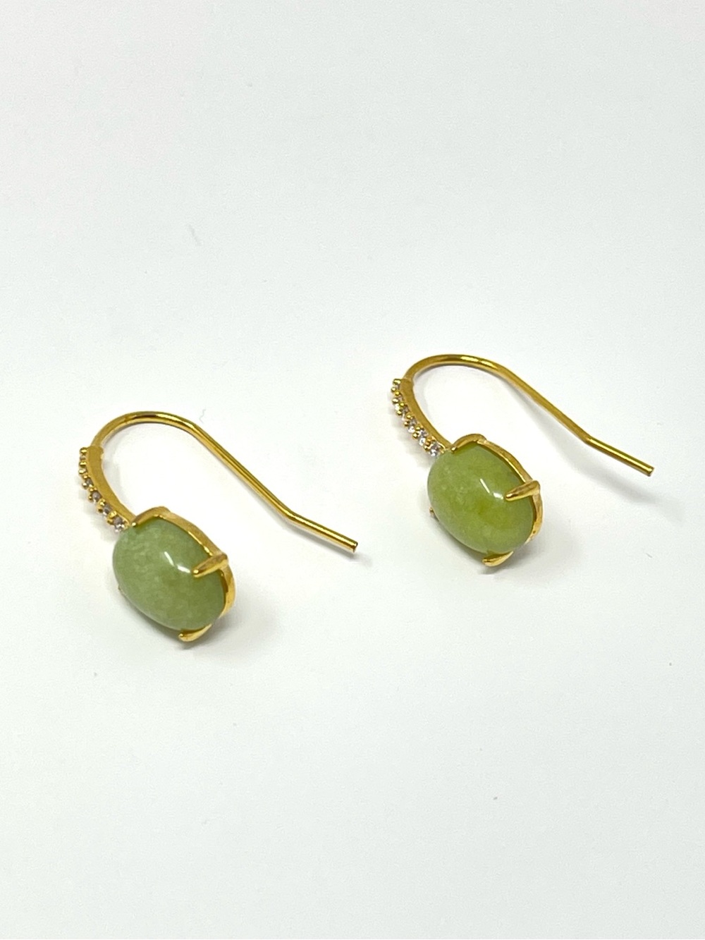 New Anthropologie Green Stone Drop Dangle Gold Earring